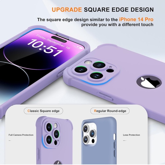 IP 14 Pro Heavy Duty, 2pc Tempered Glass, Slim Purple Phone Case- NEW - Picture 3 of 6